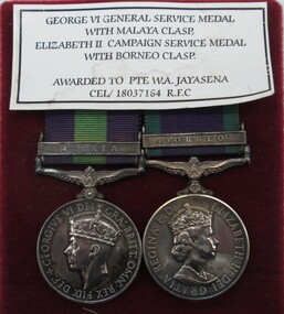 Medal - Awarded to Pte. W.A Jayasena Cel/ 18037164 R.F.C, Service medals