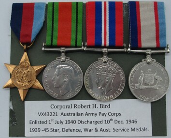 Medal - Corporal Robert.H.Bird, Australian army pay corps