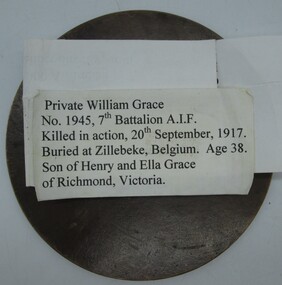Medal - Private William Grace, 7th Battalion A.I.F. WW1