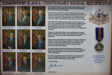 Medal - Ringwood R& S.L Centenary Medal Recipients