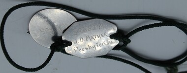 Uniform - Uniform  Dog Tags and Pullthrough cord, (equipment), J.D.Mather
