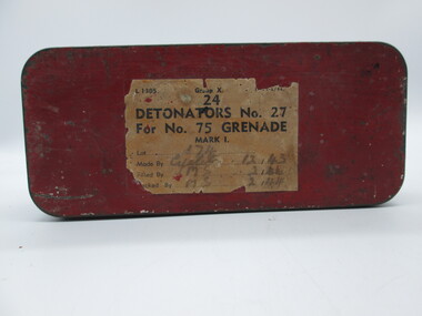 Equipment - Detonator Tin  no. 27, For no.75 Grenade