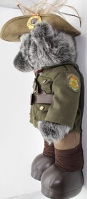 Memorabilia - Protective services officer, Shrine Guard Bear doll, Victoria Police badges and Photos of their assignments at different sites