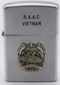 Memorabilia - Cigarette Lighter, R.A.A.C Emblem attached