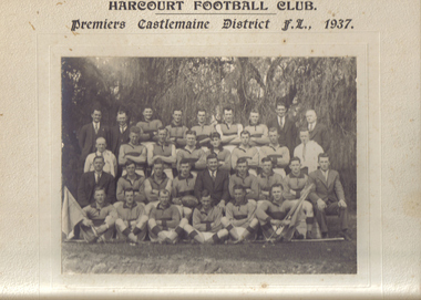 Football Club Photograph, Harcourt Football Club Premiers Castlemaine District F L 1937, 1937