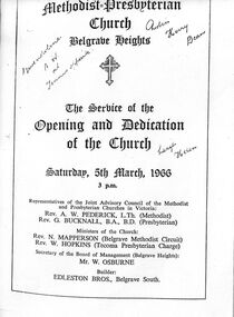 Information folder - Belgrave Heights Methodist & Presbyterian church