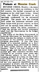 Article, Protests at Menzies Creek