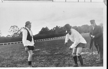 Photograph - Photo - Oldies vs Youngies football captains, Bill Hermon and Haldon Westcomb