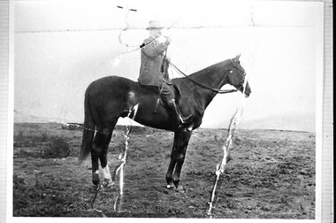 Photograph - Champion steeplechaser, Mosstrooper, with his owner and trainer, Robert Gustavus “Gus” Powell, in the saddle