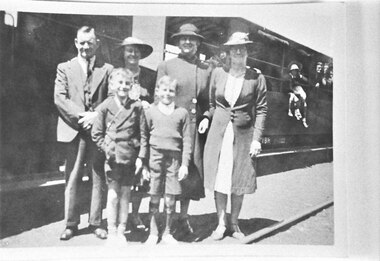 Photograph - Currie family in front of Puffing Billy