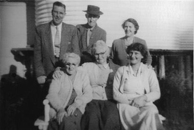 Photograph - Black and white photo of six people