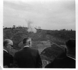 Photograph - The official party watch the first blasting at Cardinia Reservoir