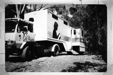Photograph - ERL Library van at school, February 1986