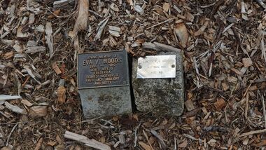 Photograph - Memorial markers of Eva and Fred Woods