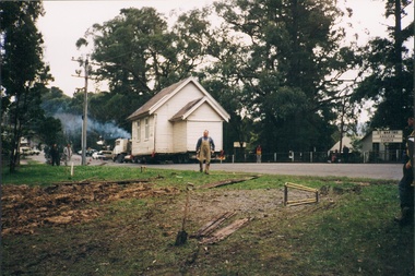 Photograph - St Martins Church awaiting repositioning, July 1995