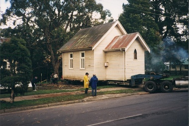 Photograph - St Martins Church being repositioned, July 1995