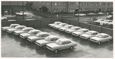 A Birds eye view of the RDNS fleet of vehicles in the Royal District Nursing Service car park at Headquarters