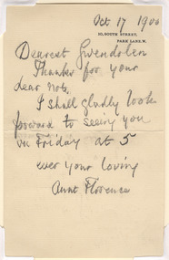 Letter from Florence Nightingale