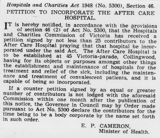 Petition to Incorporate the After Care Hospital document