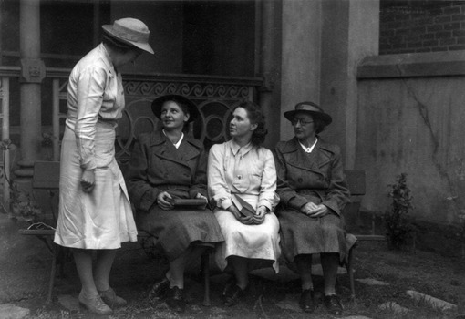 Matron and Sisters outside the Melbourne District Nursing Society After-Care Hospital