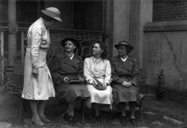 Matron and Sisters outside the Melbourne District Nursing Society After-Care Hospital