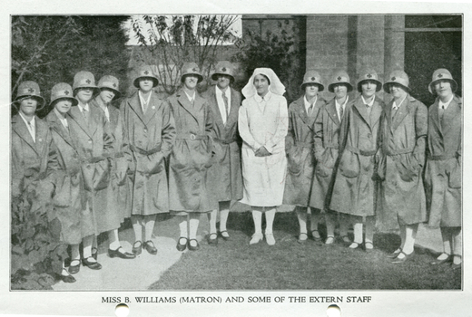 Melbourne District Nursing Society (MDNS) Matron with a group of MDNS District nurses