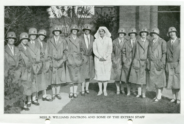 Melbourne District Nursing Society (MDNS) Matron with a group of MDNS District nurses