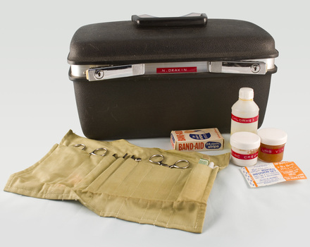 Nursing case and contents used by the Sisters of Royal District Nursing Service (RDNS)