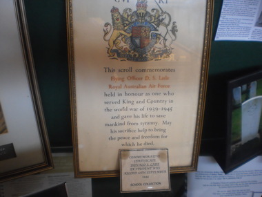 D.S. Lade Commemorative Certificate, 1945