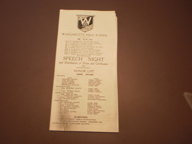 WHS Speech Night Pamphlet, 1935