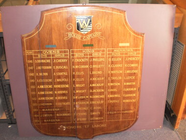 WHS House Captains Honour Board, 1946