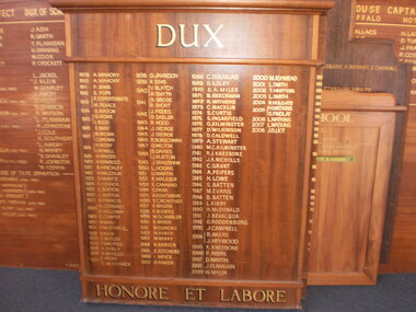 WHS Dux Honour Board, 1909-2008