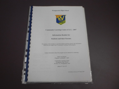 WHS Community Learning Centre Information Booklet, 2007