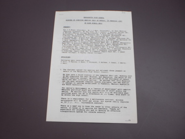 WHS Computer meeting minutes, 1983