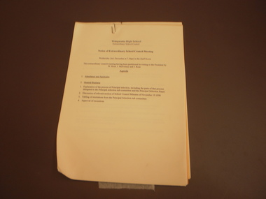 WHS School Council Minutes, 1998
