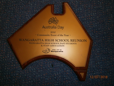 WHS Award Plaque, 2010