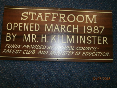 WHS Building Opening Plaque, 1987