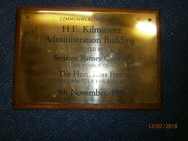 WHS Building Opening Plaque, 1995