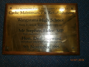 WHS Plaque, 1995