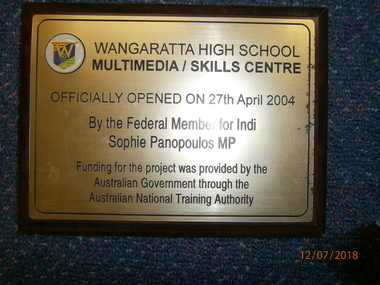 WHS Building Opening Plaque, 2004