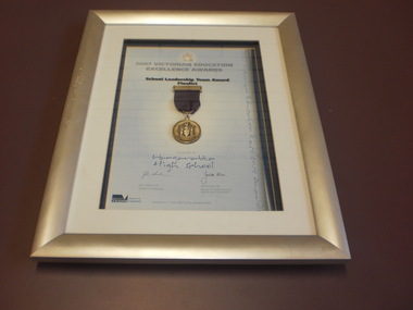 WHS Framed Certificate, 2007