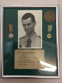 Framed photograph and medals etc, Various