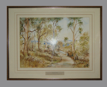Framed watercolour painted by Bianca Biesuz, "Dryings Road Bridge", 1987