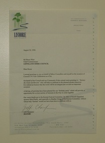 Letter, Lismore City Council, 30/08/1996