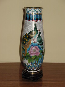 Vase, Enamelled, Peacocks