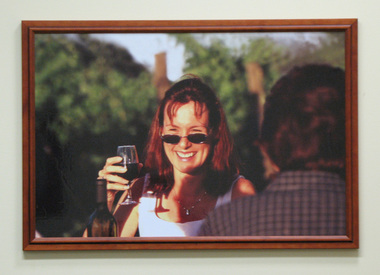 Photograph, Framed, Melina Bath drinking wine at Slow Food Festival, Koonwarra 2003, 2003