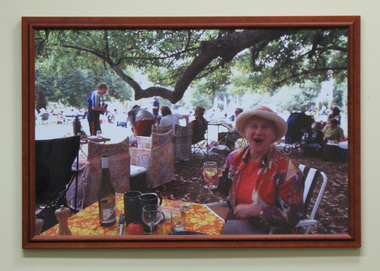 Photograph, Framed, Helen Barrow with wine "Music for the People", Mossvale Park 2003, 2003