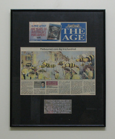 Clipping and Plaque, Framed, 100 Years of  Australia's Parliament - A Land of Milk and Honey, 7/5/2001