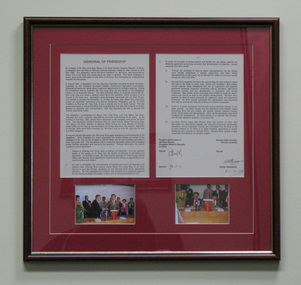 Document, Framed, Memorial of Friendship, 21/5/1992