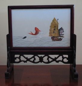 Painting, Framed, Sampan & fish